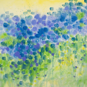 Blue Tulips Presentation Sized Original Watercolor Painting